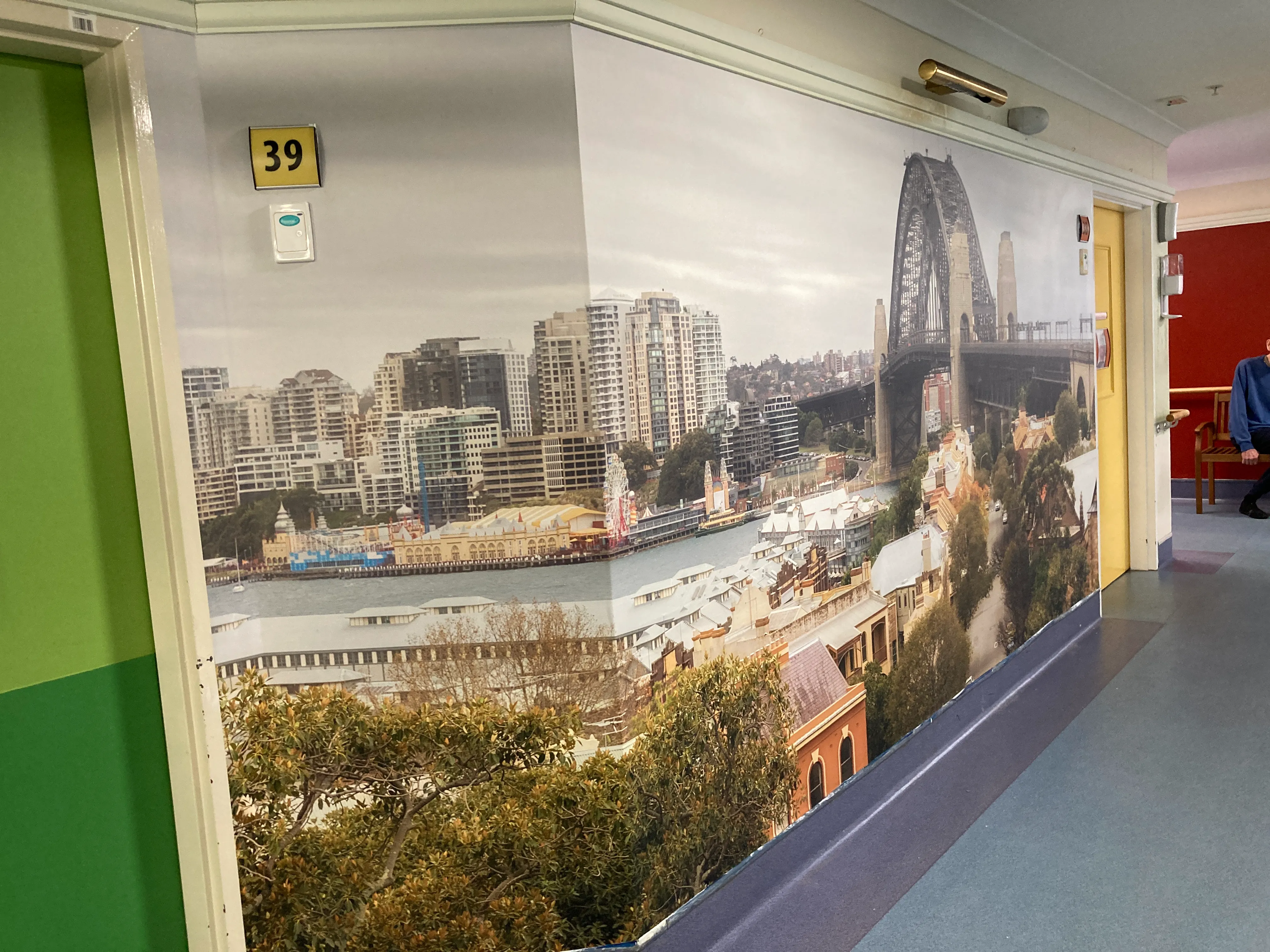 Sydney Kirribilli view in Aged Care hallway